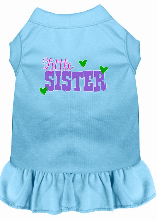 Little Sister Screen Print Dog Dress Baby Blue XXXL